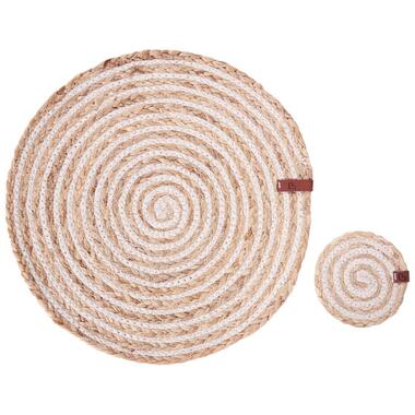 QUININE - Set van 12 placemats en onderzetters - Natuurlijk - Jute product