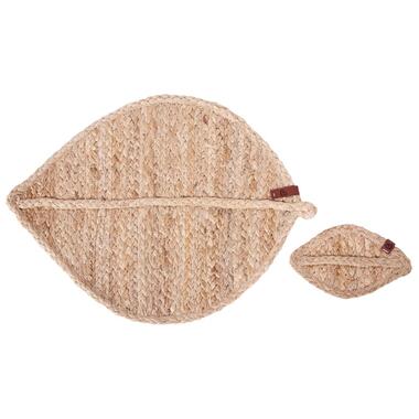 PEPPERLEAF - Set van 12 placemats en onderzetters - Natuurlijk - Jute product