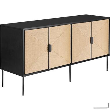 tectake Buffet JUNA portes effet jute avec 2 compartiments de rangement product