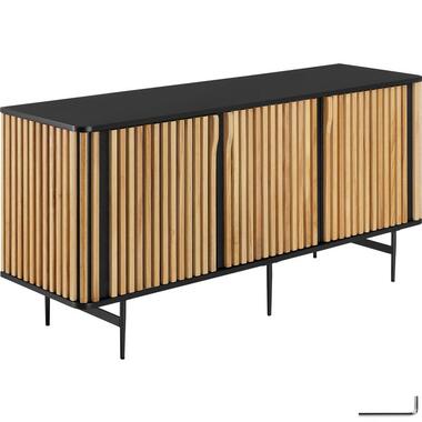 tectake Dressoir Lineo, lamellenlook, 3 kastvakken, Zwart/bruin product