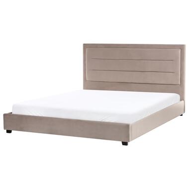 ROUEN - Tweepersoonsbed - Taupe - 180 x 200 cm - Fluweel product