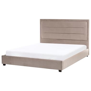 ROUEN - Tweepersoonsbed - Taupe - 160 x 200 cm - Fluweel product