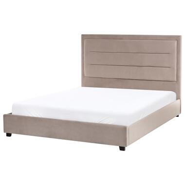 ROUEN - Tweepersoonsbed - Taupe - 140 x 200 cm - Fluweel product