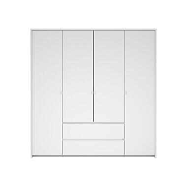 Hioshop Next armoire de rangement 4 portes 2 tiroirs 197x200cm blanc product