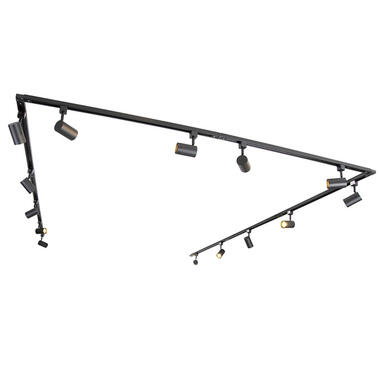 Qazqa système d'éclairage sur rail monophasé avec 14 spots orientables noirs - product