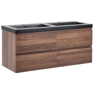 CARDIEL - Wandgemonteerde dubbele wastafelkast - Donkerbruin - MDF product