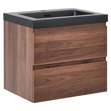 CARDIEL - Wandgemonteerde wastafelkast - Donkerbruin - MDF product
