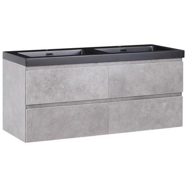 CARDIEL - Wandgemonteerde dubbele wastafelkast - Grijs - MDF product