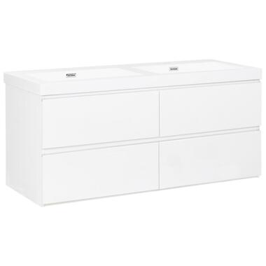 CARDIEL - Wandgemonteerde dubbele wastafelkast - Wit - MDF product