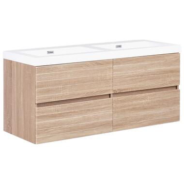 URUCU - Wandgemonteerde dubbele wastafelkast - Lichtbruin - MDF product
