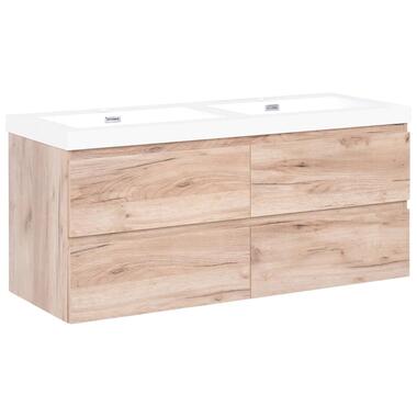 RANCO - Wandgemonteerde dubbele wastafelkast - Lichtbruin - MDF product