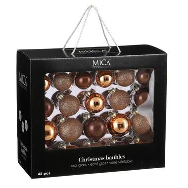 Mica Decorations Kerstballen Set - 42 Stuks - Ø7 cm - Glas - Bruin product