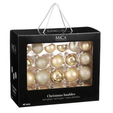 Mica Decorations Kerstballen Set - 42 Stuks - Ø7 cm - Glas - Champagne product
