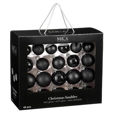 Mica Decorations Kerstballen Set - 42 Stuks - Ø7 cm - Glas - Zwart product