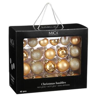Mica Decorations Kerstballen Set - 42 Stuks - Ø7 cm - Glas - Goud product
