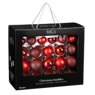 Mica Decorations Kerstballen Set - 42 Stuks - Ø7 cm - Glas - Rood product