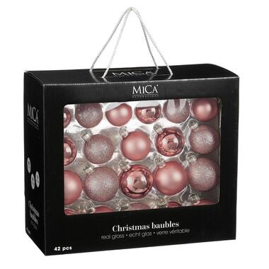 Mica Decorations Boules de Noël - 42 pièces - Ø7 cm - Verre - Rose product
