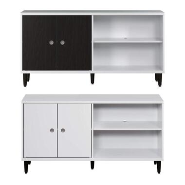Hioshop Evolution TV-meubel 2 deuren- 2 planken wit- zwart product