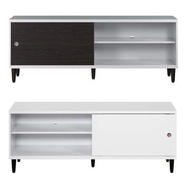 Hioshop Evolution meuble TV 1 porte- 2 étagères blanc- noir product