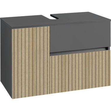Wisla - Onderkast 80 cm met 1 deur 1 lade 1 klep in antraciet in eikenlook product