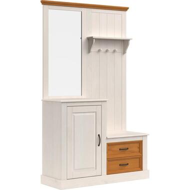 Selma - Armoire avec miroir et 1 porte 2 tiroirs en blanc pin product