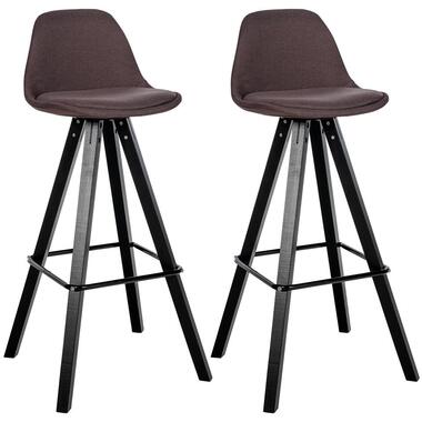 CLP Set van 2 Barkruk Corbin zwart Frame - Stof - bruin product