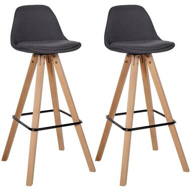 CLP Lot de 2 Tabouret de bar Corbin Nature Cadre - Tissu - Gris foncé product