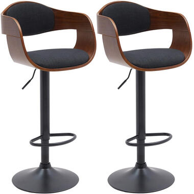 CLP Set van 2 Barkruk Kingston mat zwart Frame - Stof - walnoot/zwart product