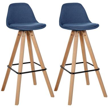CLP Set van 2 Barkruk Corbin natura Frame - Stof - blauw product
