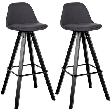 CLP Set van 2 Barkruk Corbin zwart Frame - Stof - donkergrijs product