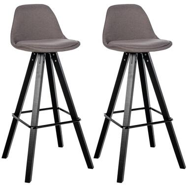 CLP Lot de 2 Tabouret de bar Corbin Noir Cadre - Tissu - Taupe product