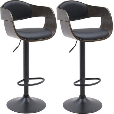 CLP Lot de 2 Tabouret de bar Kingston Noir mat Cadre - Similicuir - Noir / Gris product