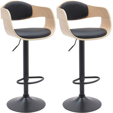 CLP Lot de 2 Tabouret de bar Kingston Noir mat Cadre Similicuir Nature / Noir product