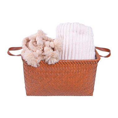 Panier de rangement QUVIO tressé - Rectangle - Rotin - 38x28x24 cm - Marron product