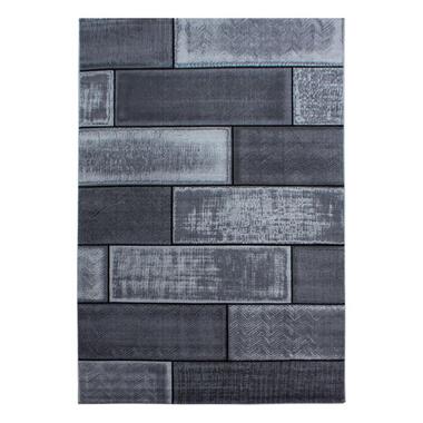 Laagpolig Vloerkleed Plus - Grijs Zwart - 240x340 cm - Tapijt Woonkamer product