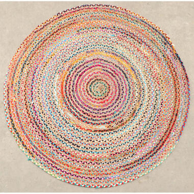 Rond Tapis Jaipur Multi Jute - Ø200 cm - Jute & Coton - Multicolore Beige product