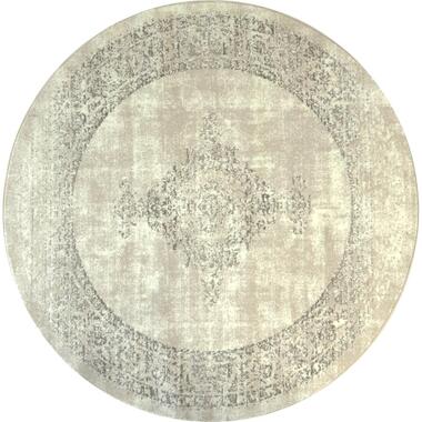 Istanbul Vintage - Laagpolig Vloerkleed - Retro Tapijt - Creme - 300 CM ROND product