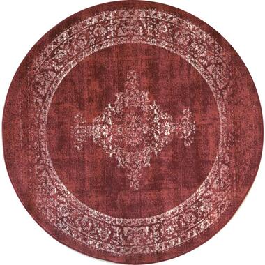Istanbul Vintage - Laagpolig Vloerkleed - Retro Tapijt - Rood - 160 CM ROND product