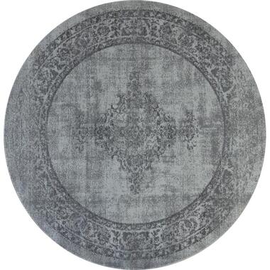 Istanbul Vintage - Laagpolig Tapis - Rond - Retro Tapijt - Grijs - 200 CM ROND product