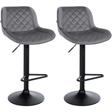 CLP Set van 2 Barkruk Kasson zwart Frame - Fluweel - donkergrijs product