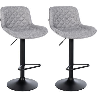 CLP Lot de 2 Tabouret de bar Kasson Noir Cadre - Tissu - Gris product