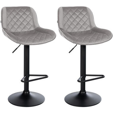 CLP Set van 2 Barkruk Kasson zwart Frame - Fluweel - grijs product