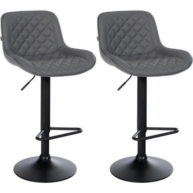 CLP Lot de 2 Tabouret de bar Kasson Noir Cadre - Similicuir - Gris product