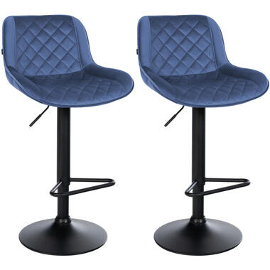 CLP Set van 2 Barkruk Kasson zwart Frame - Fluweel - blauw product