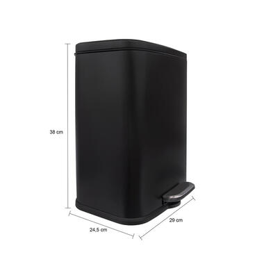 Poubelle QUVIO 13 L - Rectangulaire arrondie - Métal - Noir product