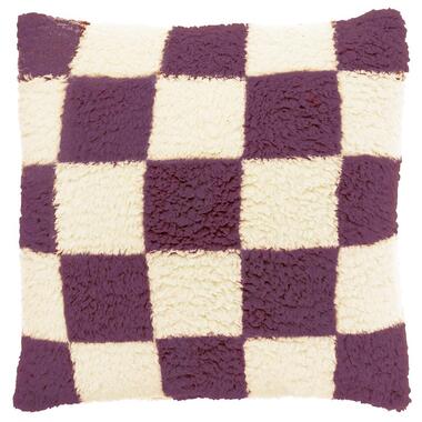 Unique Living - Sierkussen Check 53x53cm - Dove White/ Dark Purple product