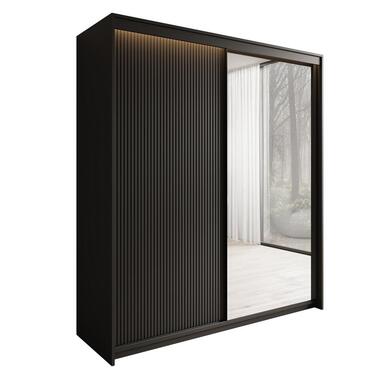 Meubella Armoire Timoteo - Noir - 200 cm - Avec miroir product