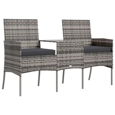 vidaXL - Canapé jardin 2 places et table basse - Anthracite - Rotin synthétique product