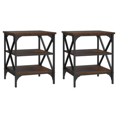 vidaXL - Bijzettafel - Bruin - Bewerkt hout - 40 x 42 x 50 cm - 2 stuks product