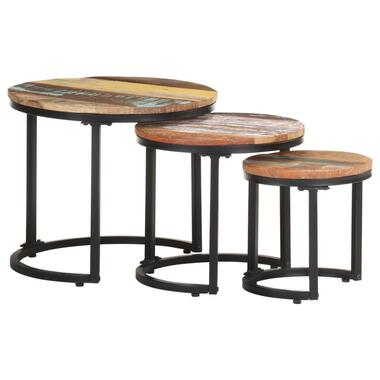 vidaXL - Bijzettafel - Multikleur - Hout - 3 stuks product